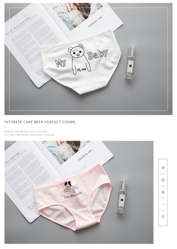 Dễ thương hoạt hình eo phụ nữ thoáng khí cotton đáy tam giác quần bán buôn cotton cô gái đồ lót 100% cotton bikini đẹp