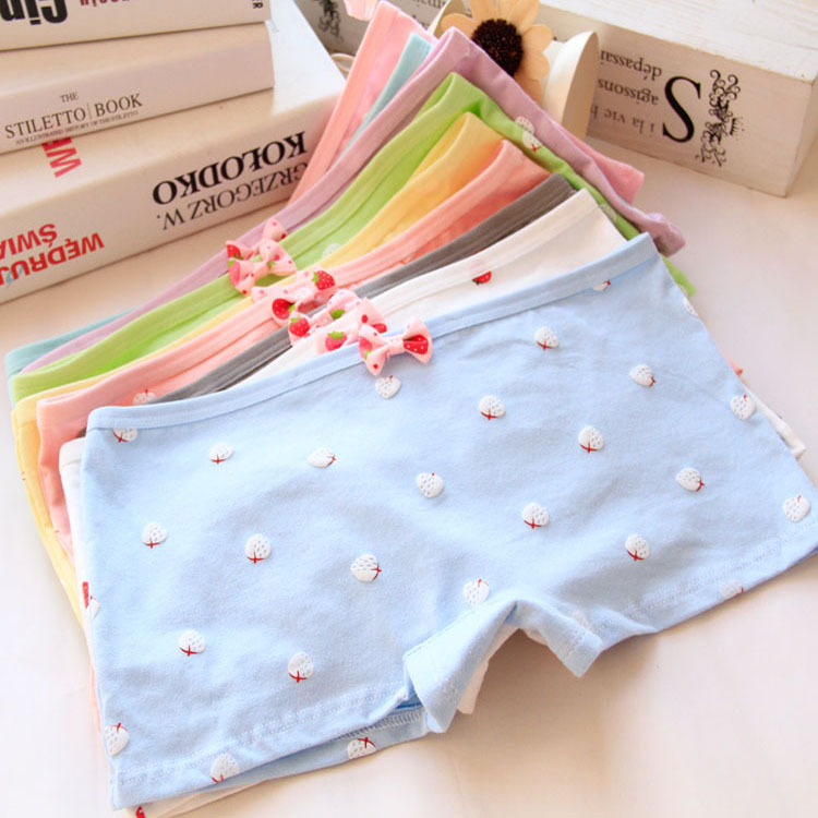 Dâu tây dễ thương cô gái an toàn đồ lót cotton bốn góc chống ánh sáng cotton ladies boxer briefs bán buôn