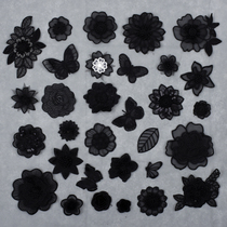 Black self-adhesive butterfly decorative applique patch patch embroidery mesh organza DIY dress lace flower