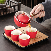 Net Red well-off bubble lazy man tea artifact kung fu tea set automatic rotating pot ceramic tea pot home