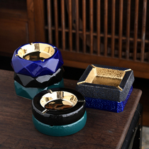New Chinese ashtray with lid ceramic Home Office creative personality trend light luxury living room anti-fly ash ashtray