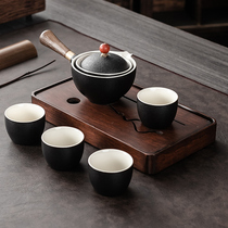 Xiaokang bubble side handlebar automatic tea maker lazy outdoor portable ceramic home guest teapot tea tray set