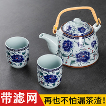 Ceramic teapot restaurant hotel home large capacity old-fashioned beam single pot with filter screen cool kettle