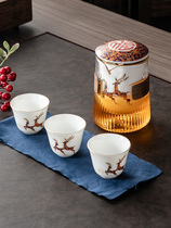 Travel kung fu tea set outdoor car portable storage fast guest a pot of four cups portable tea set