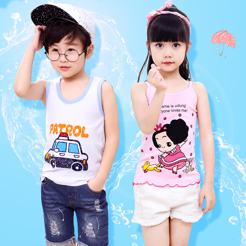 Children's vest pure cotton inner clothes wear summer boys and girls baby hurdler sleeveless summer girls small suspenders