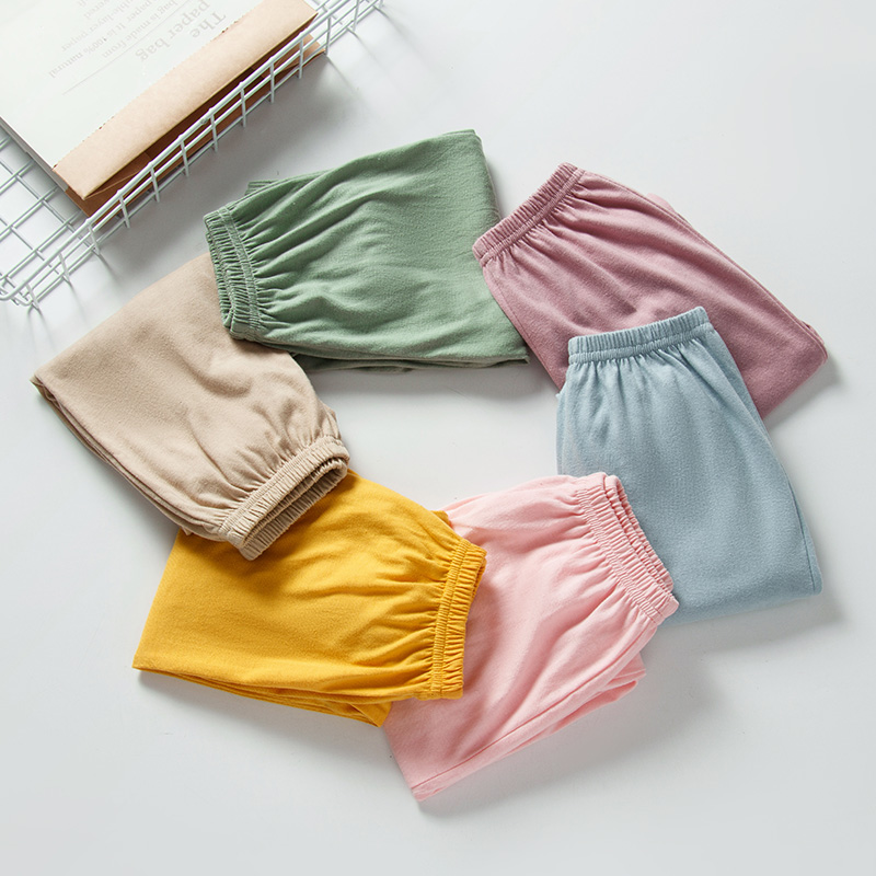 Children's sleeping pants Summer slim fit pure cotton baby mosquito-proof pants boy girl summer clothing lanterns Harun pants casual 90%