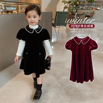 Girls autumn and winter dress 2020 new childrens baby skirt velvet princess dress Korean dress tide
