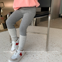 Girls striped contrast leggings Spring 2022 Spring 2022 New Baby Splicing Slim Stretch Long Pants Outside Wearing Tide