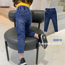 Childrens denim leg pants 2022 new winter Korean version of childrens trousers fashion foreign stretch loose pants tide