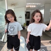 Mai Mai Qiu mother womens parent-child five-point pants childrens suit black all-match fashion foreign baby shorts summer