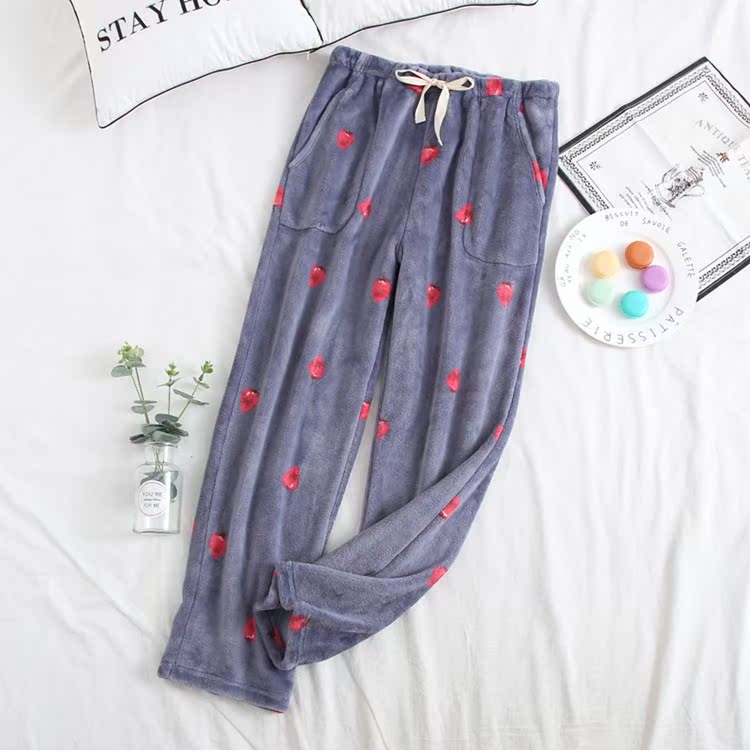 Cặp vợ chồng ngủ quần mùa đông dày nam và nữ flannel quần ấm san hô lông cừu nhà có kích thước lớn có thể mặc bên ngoài quần kaki nam đẹp