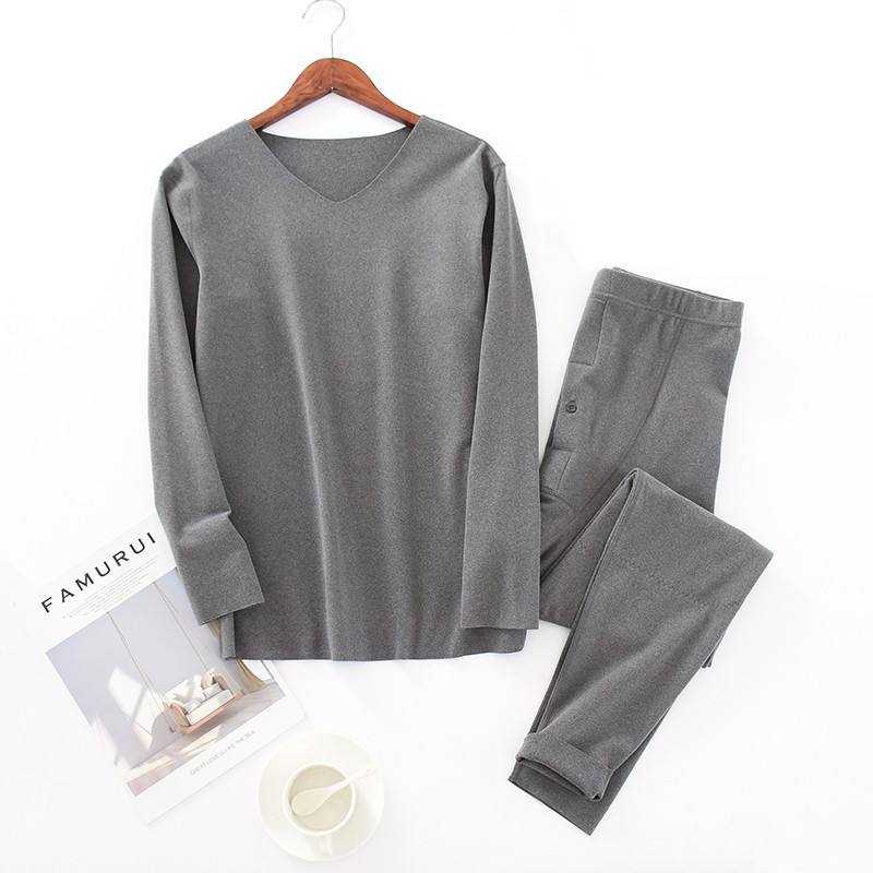 Duvet Fever Suit Pants Male Derjung Self Fever Autumn-style Sanitary Pants Men's Bifacial Plus Suede Without Marks Tight and Fall