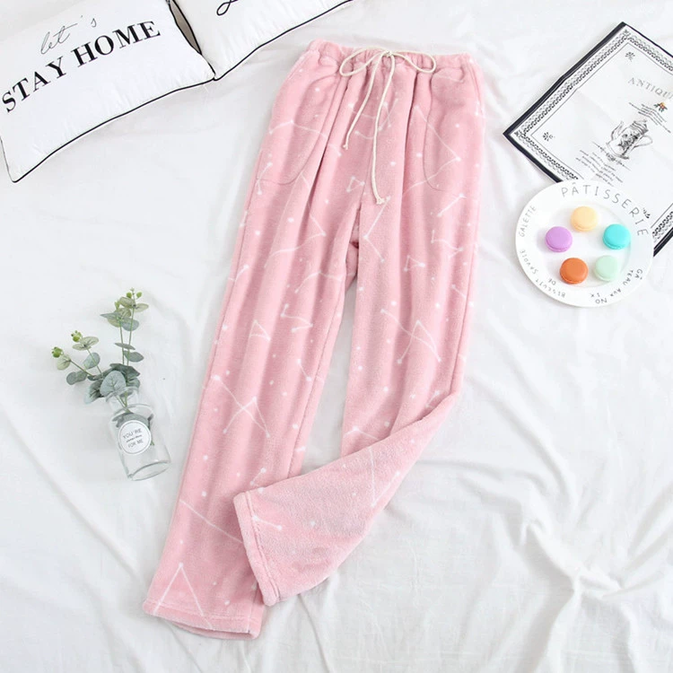 Cặp vợ chồng ngủ quần mùa đông dày nam và nữ flannel quần ấm san hô lông cừu nhà có kích thước lớn có thể mặc bên ngoài