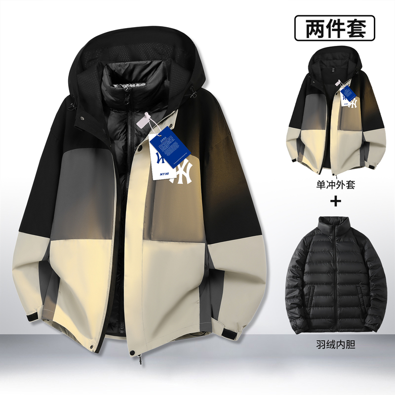 Outlet Mall Down-Lined Softshell Jacket for Men 2026 Gray Jacket Boys' 3-in-1 Youth Windproof