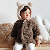 Next Red Lightweight and Warm Lamb Small Jacket Boys Winter Clothes Childrens Clothes Childrens Baby Suede Fashionable Outerwear Trendy