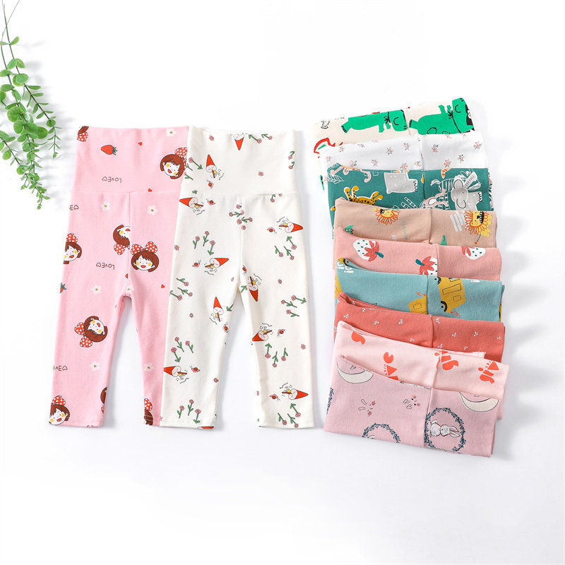 2022 Spring and Autumn New Products Infant Western Style Pure Cotton High Waist Belly Pants Baby Elastic Outer Pants Inner Pants Tide
