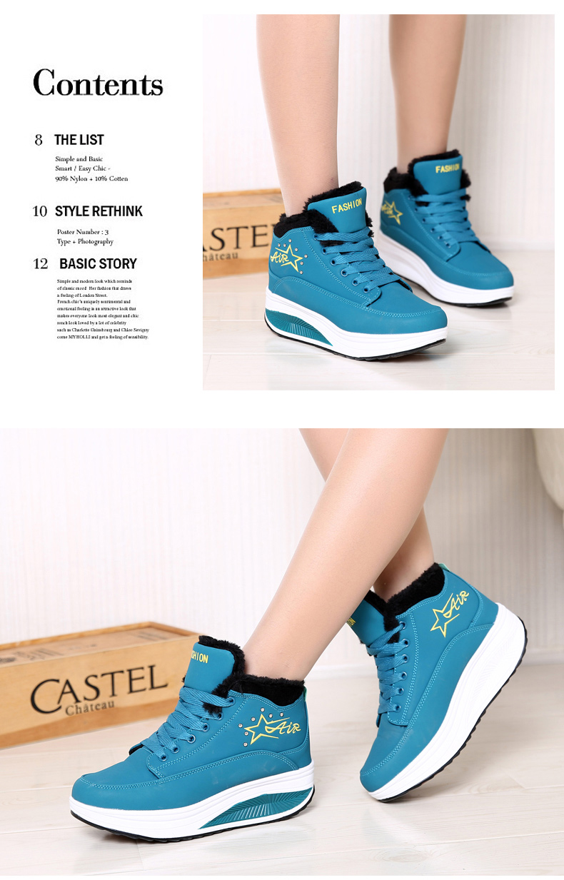 Giày mùa đông cộng với giày nhung rocking giày mùa đông nữ muffin platform giày có gót cao giày tuyết giày thể thao cotton nữ boot cao cổ nữ zara