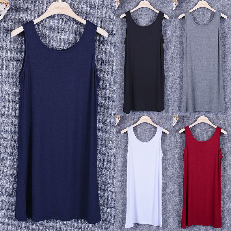 New Women's Camisole Dress, Mid-Length, Plus Size, Camisole Dress, Long Base Shirt, Inner Slip Dress, Loose and Slimming