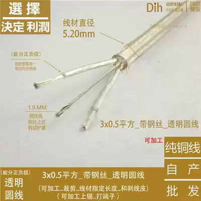 With wire rope transparent lamp wire crystal iron dining chandelier single head transparent double core wire hanging light wire load bearing