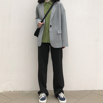 Hanging suit wide leg pants women spring and autumn high waist loose straight pants summer slim casual drop mop pants women