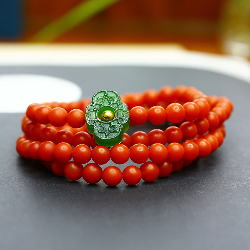 (Xiong's Jewelry) Nanhong Agate Baoshan Duobao Hand String Buddha Bead Necklace 108 Hand String Loose Bead Pendants