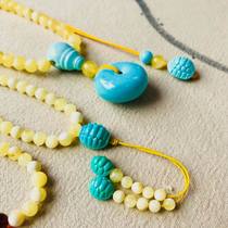 Xiongjia live Hubei original mine Hubei turquoise hand string loose beads ring pendant back pattern Buddha head 108 women