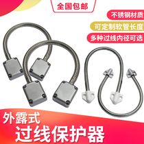 Wire protector Stainless steel anti-clip threading pipe network cable Wire guard hose Metal spring door no wire protector