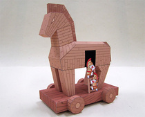 Childrens puzzle DIY stereo manual manual production of Trojan horse medieval siege equipment 3D paper model toy