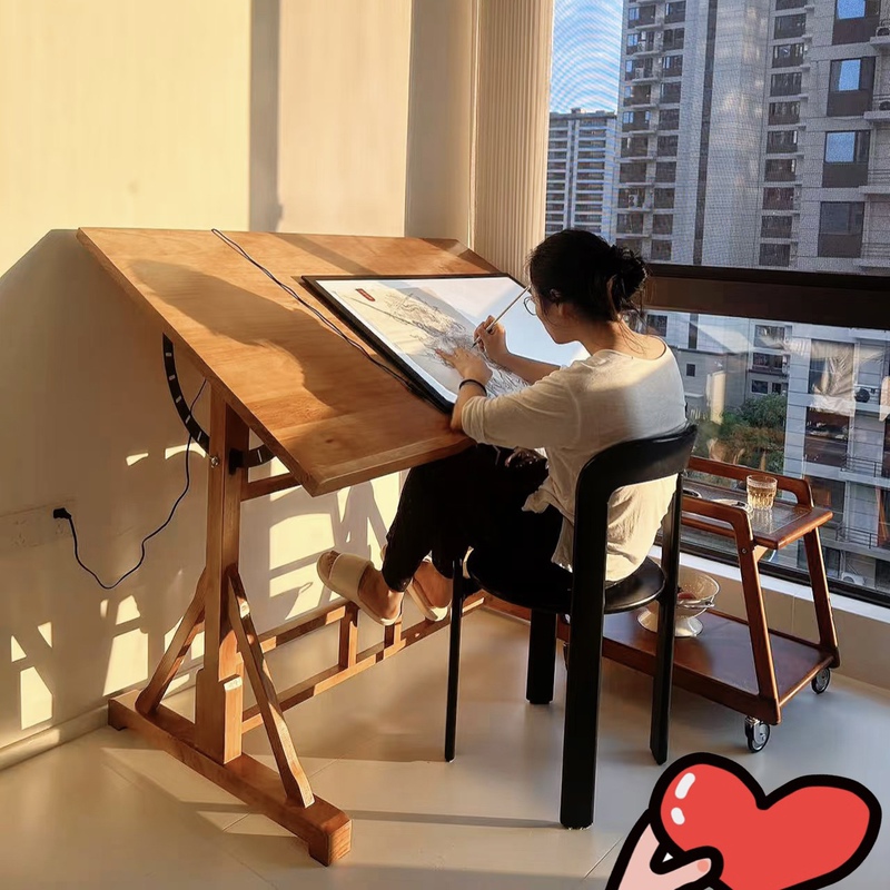 Art Painting Table Design Workbench Solid Wood Designer Desk Drawing Table Drafting Table Easel Studio