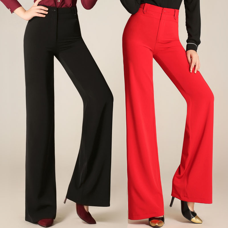 2026 High-Waisted European Style Spring and Autumn Fashion Flared Wide-Leg Pants, Slimming and Flattering, Loose Dance Pants with Drape Effect