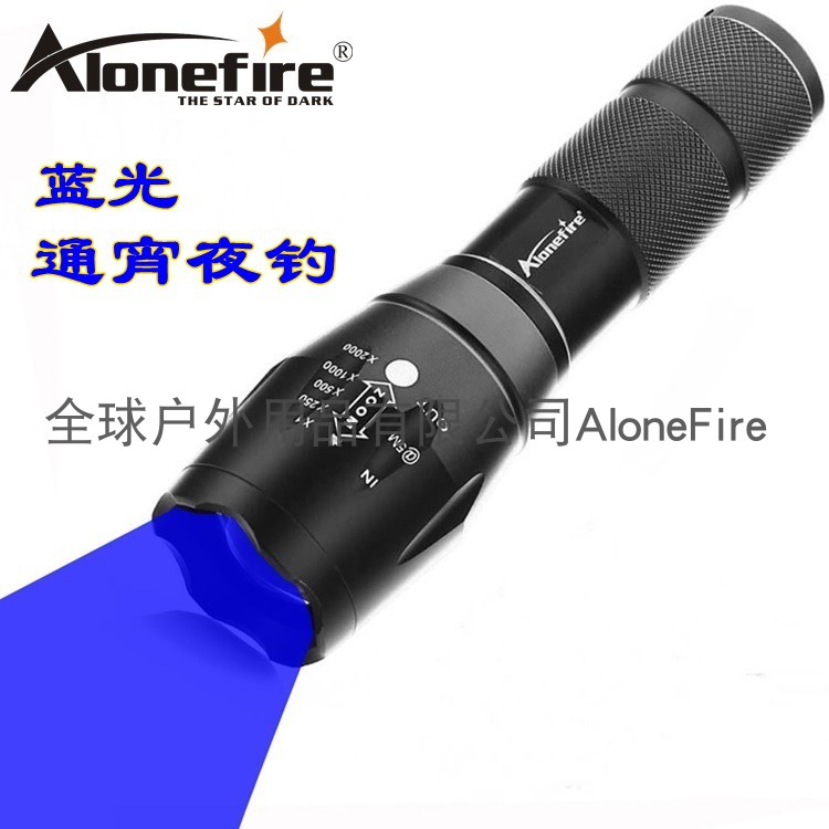 LED Blue Light Flashlight Rechargeable Home Outdoor LED Super Bright Far Shot Night Fishing Bright Light 18650