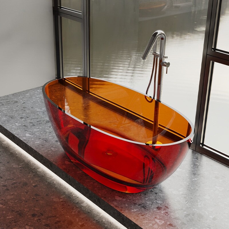 Colorful Artificial Stone Crystal Internet Celebrity Goose Egg Transparent Resin Bathtub Home Hotel B&B Independent Double Bathtub