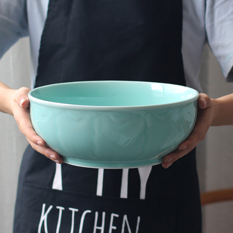 Green Porcelain Special Large Horn Soup Noodle Bowl ceramic 10-inch Hotel cutlery Home Chinese Sour Vegetable Water Cooking Fish Basin