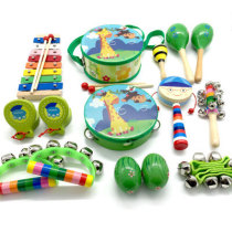 Wooden string tambourine Childrens hand rattle early education Musical instrument set toy set Baby rattle clang toy