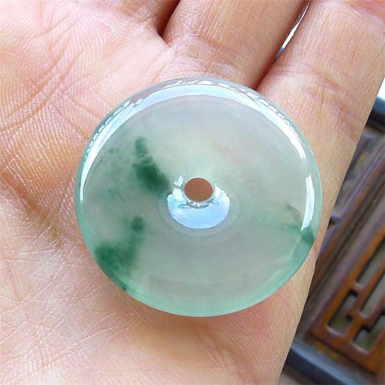 Minkai Jade Jade Jade Ice Seed Floating green buckle pendant Myanmar natural A goods emerald belt certificate supporting reexamination