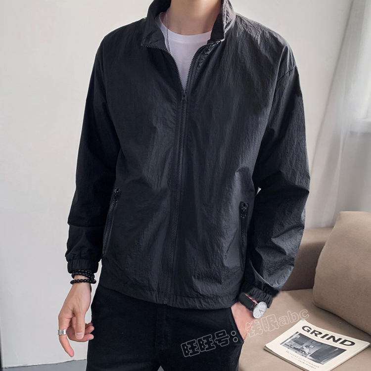 2026 New Style Stand-Up Collar Sun Protection Clothing for Men, Summer Large Size Thin Style, Extra Large, Summer Hoodless Jacket, Trendy Jacket