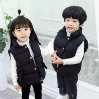 Áo vest trẻ em mùa đông dày bé trai 1-3 tuổi xuống quần áo cotton bé đứng cổ áo bé gái Hàn Quốc mặc ngoài mặc áo khoác ba lỗ có mũ cho bé