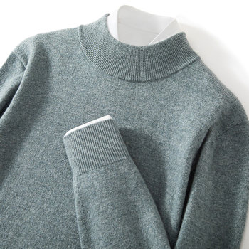 New autumn and winter half turtleneck cashmere sweater for men 100 pure casual long-sleeved pullover sweater loose knitted bottoming shirt New autumn and winter half turtleneck cashmere sweater for men 100 pure casual long-sleeved pullover sweater loose knitted bottoming shirt