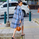 French dress design sense niche shirt skirt mid-length spring and autumn irregular top square collar slit long sleeves