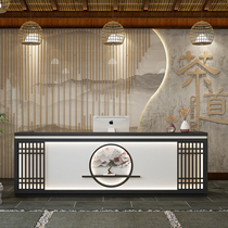 Beauty salon Modern light luxury large teahouse Retro antique cashier Original solid wood multi-function counter Front desk cabinet