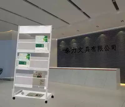 Iron mobile book and newspaper rack floor bookshelf flyer rack Multi-layer magazine and newspaper display rack shelf can be customized