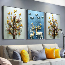 Cross stitch 2021 living room triple painting masonry show full drill simple modern point paste 5d Diamond painting Three-dimensional sticky 2020