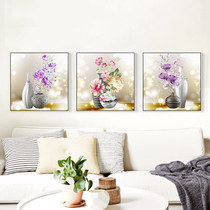 2020 new 5D diamond painting living room full diamond vase paste diamond cross stitch small triptych with frame 2021