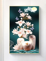 2021 new diamond painting cross embroidery small vertical version of the new magnolia Chinese style entrance sticker diamond masonry painting 2020
