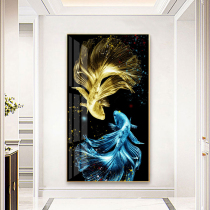 2021 new 5d Diamond painting full diamond Koi living room porch vertical version point tile stone crystal cross stitch 2021