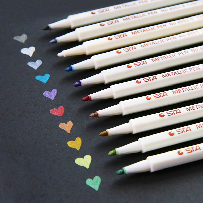 Stapaint Pen 10 Color Metal Color Pen DIY Album Oily Notes Pen Sta Fine Head Graffiti Pen