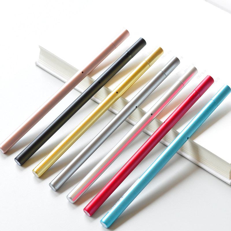 Simple solid color gel pen cute simple literary metal thin rod water-based pen 0 5mm black signature pen