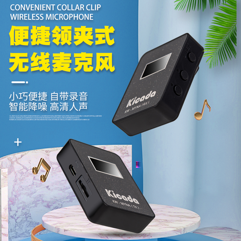 Wireless microphone Lavalier microphone Bee SLR mobile phone radio microphone camera Live interview speech noise reduction