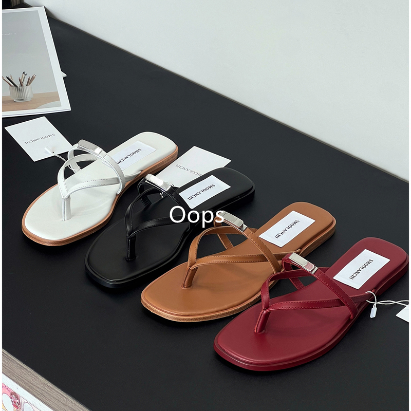 Oops! Women's Flat Flip-Flops, Thong Sandals, Beach Sandals, Leather, 2026 Spring/Summer New Style