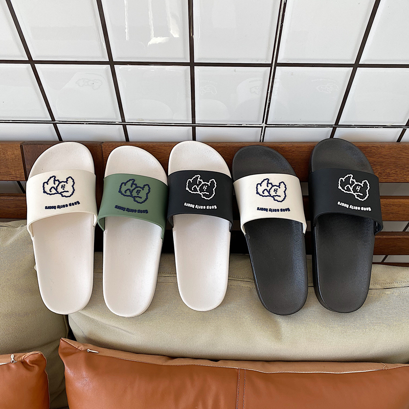 Japan-ROK Ins Girl Hearts Cute Cartoon Slippers Indoor outside Casual Non-slip Bath for Cool Slippers women Summer